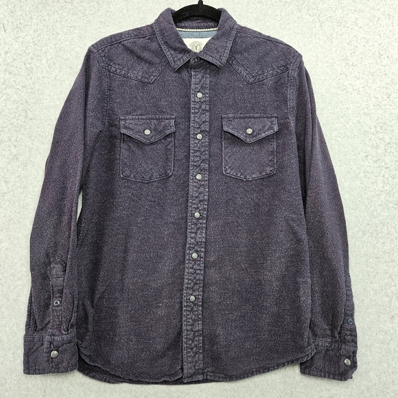 Roebuck & Co Men's Medium Button Down Western Shirt Pearl Snap Cotton Blue Red - Picture 1 of 7